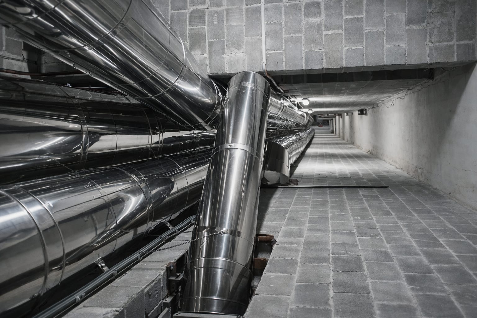 Conductos aislados en galería subterránea del centro comercial