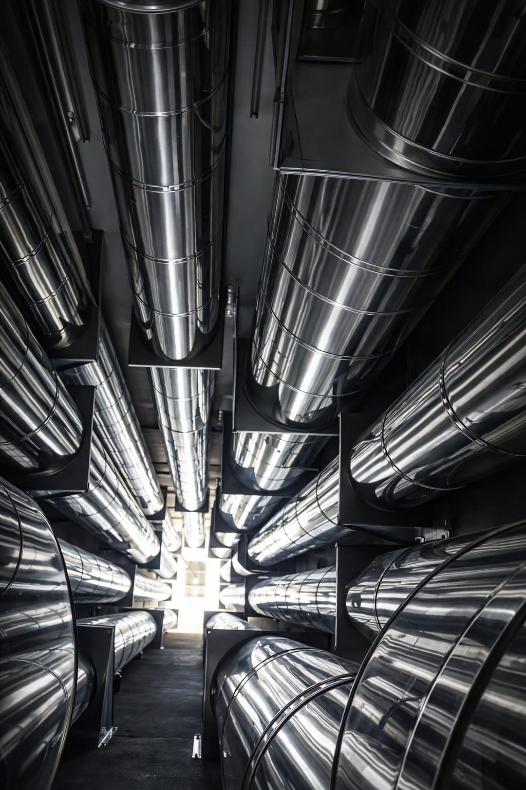 Interior del patinillo con conductos de extracción