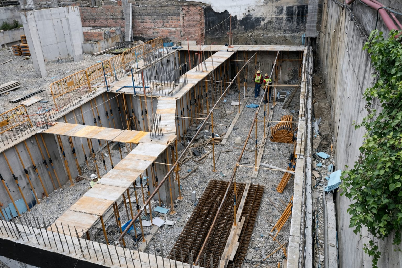 Vista panorámica de la cimentación con amortiguación antivibrante